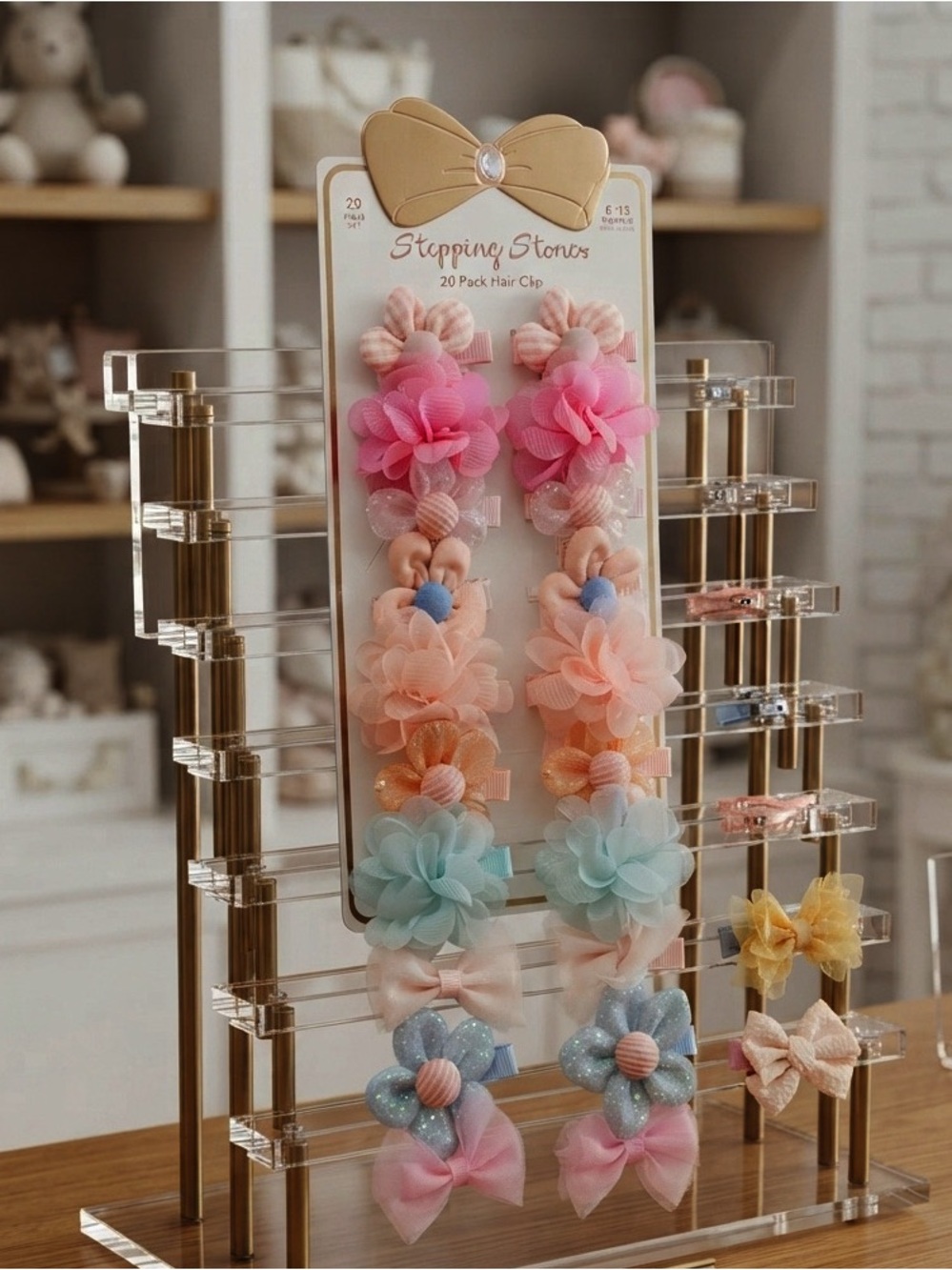 Stopping Stones Floral Hair Clip Set - Pastel Pink, Peach, Blue